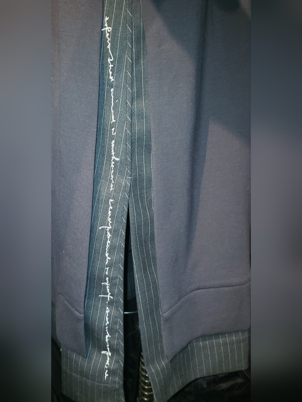 NWT JNBY Black Gray Pinstripe Embroidery Side Slits oversize Sweater Dress